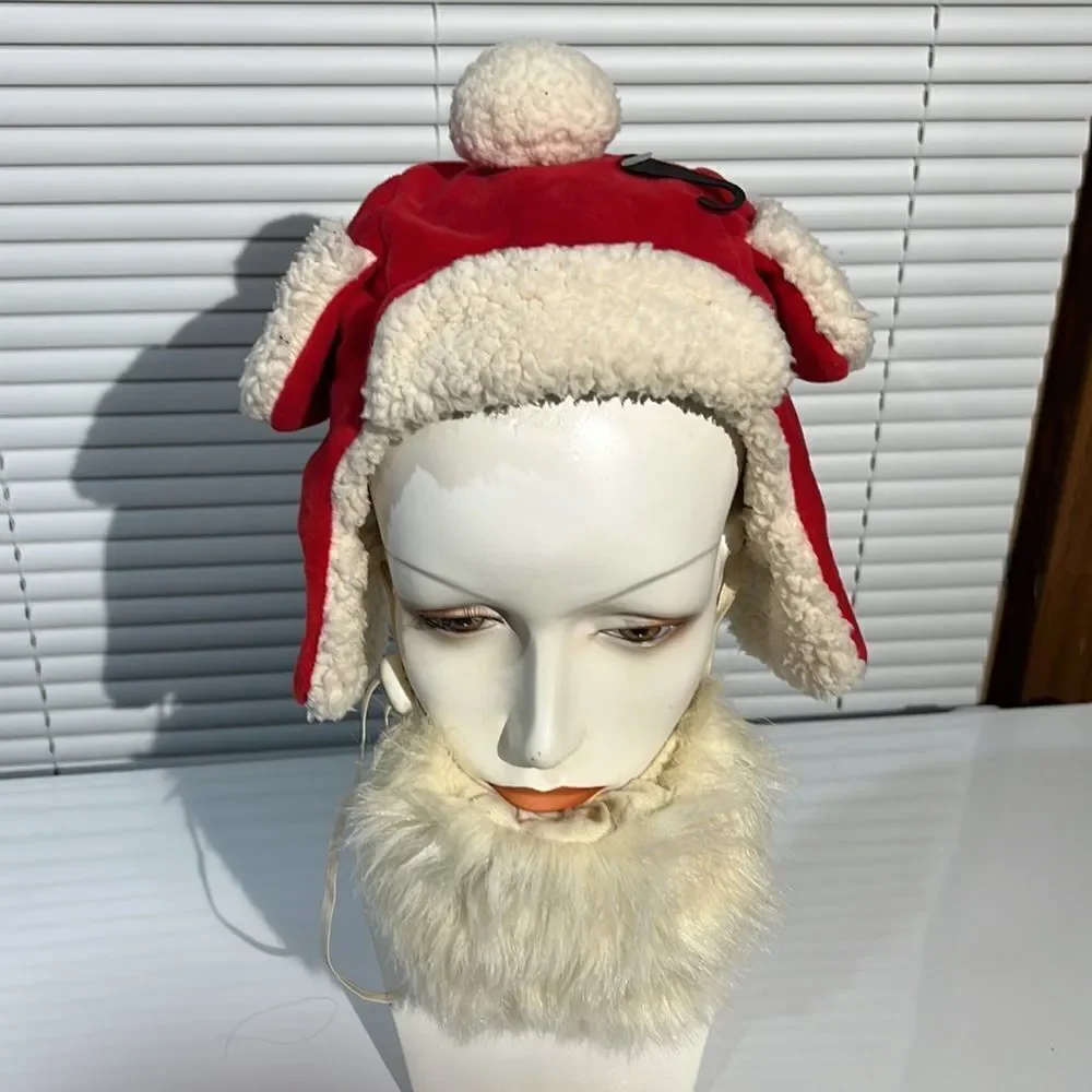 Santa Hat with Beard for XL Dog  **View Photos of Inside of beard** Damage